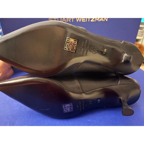 NEW Stuart Weitzman Naomi 50mm Bootie Size 7.5 Black Leather Women Retail $650 - Picture 9 of 11